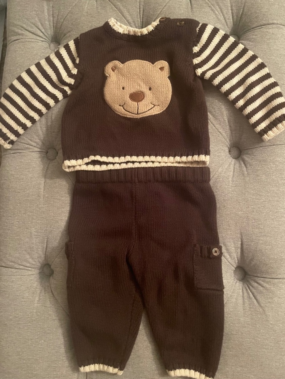 Dylan & Abby Knitted Bear 2-Piece Winter Outfit Set Size 3-6 Months